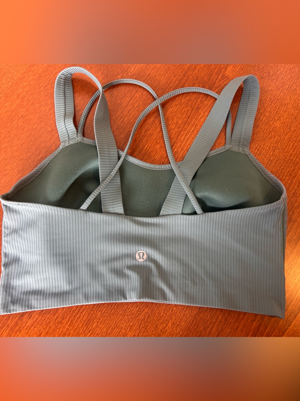 Lululemon Ribbed Strappy Sports Bra - Sage green